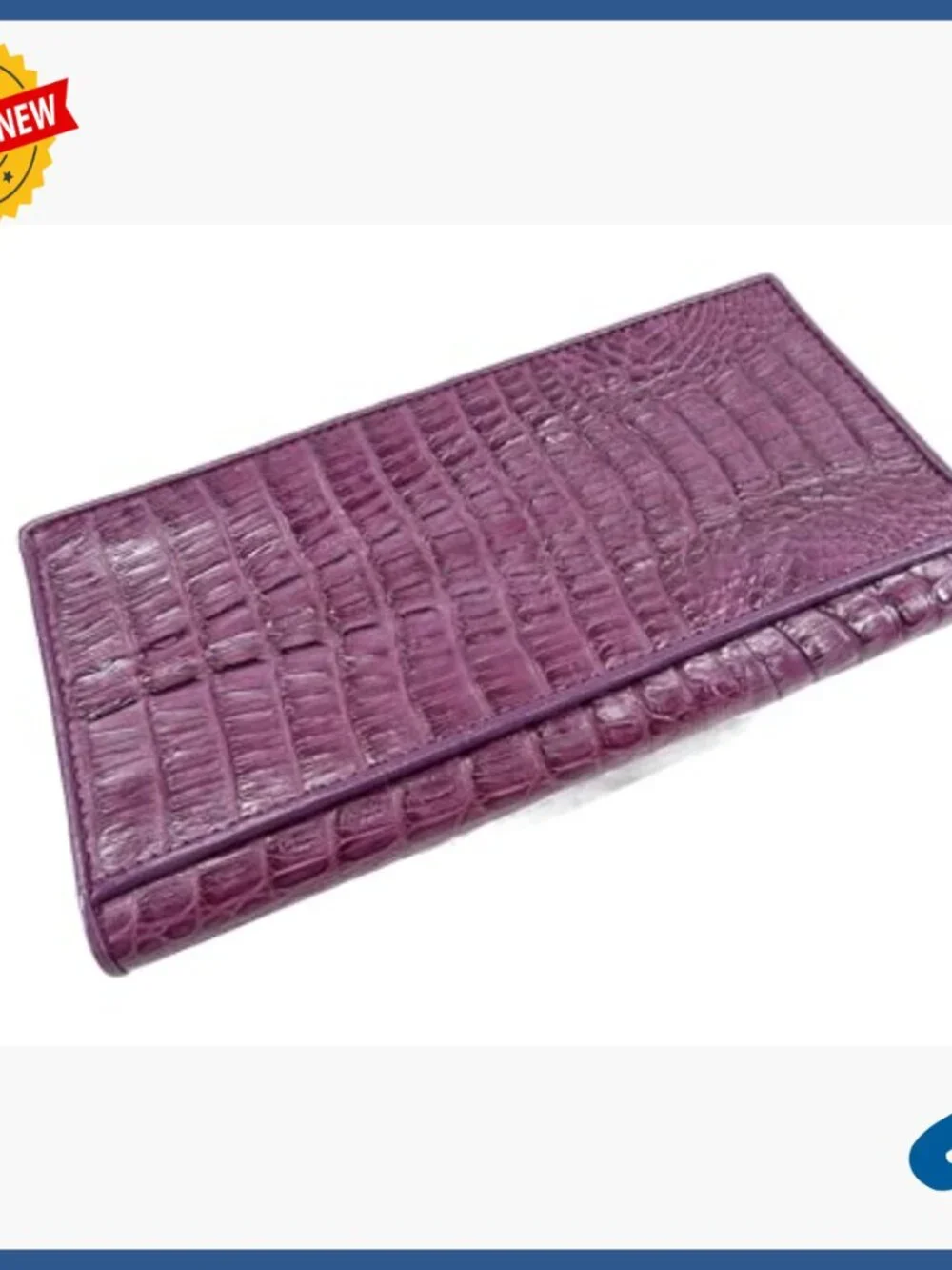 Genuine Crocodile Caiman Hornback Leather Checkbook Wallet, 14 Card Slots